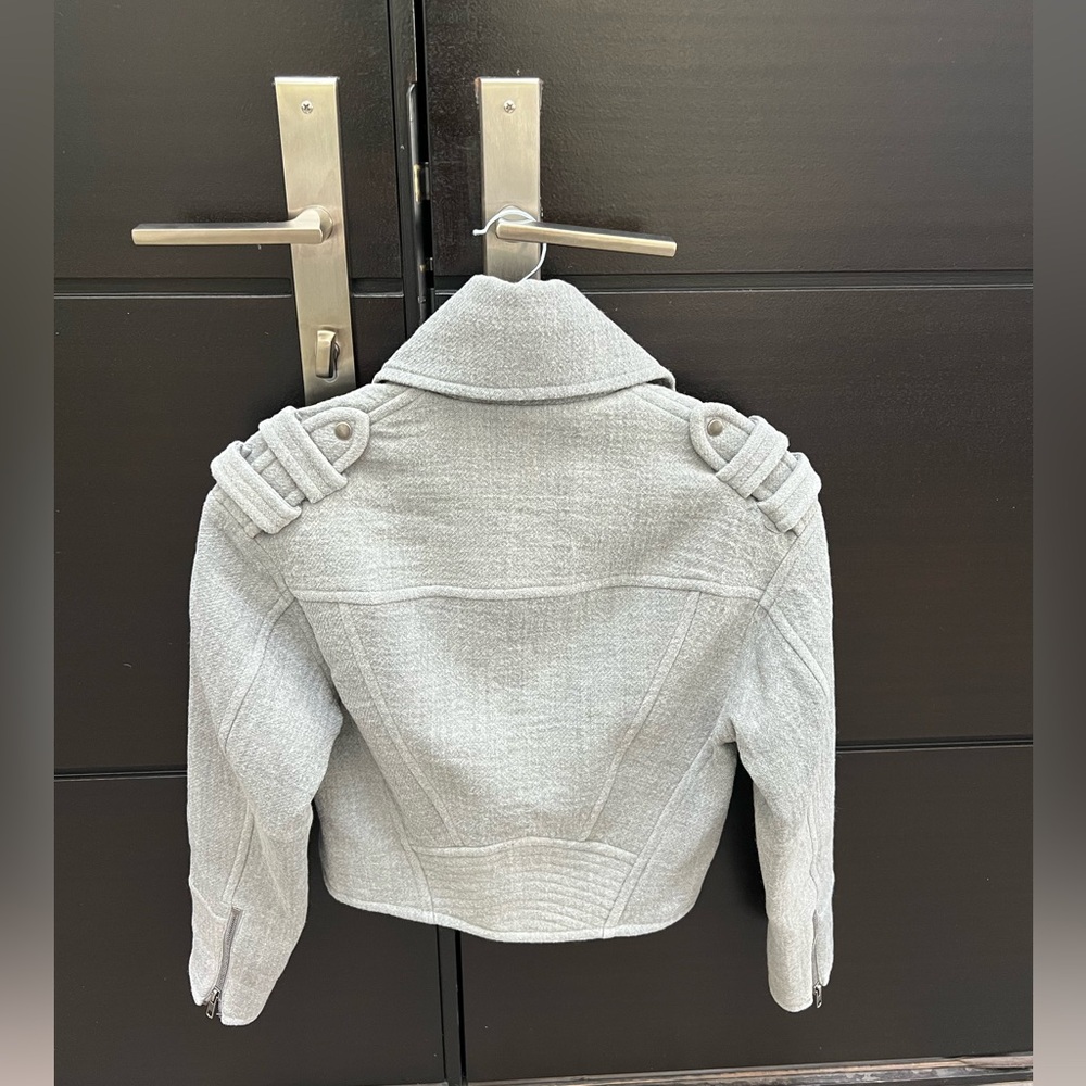 Yigal Azrouel Gray Cropped Jacket with Belted Waist - Picture 3 of 13